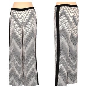 Trina Turk Silk Geometric Chevron Wide Leg Pants Sz 10